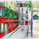 An illustration of a Paris street.